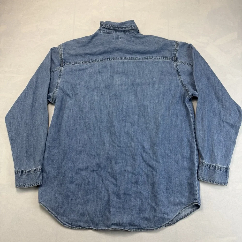 Levis Shirt Mens Medium Blue Denim Western Pearl Snap Yoke Cowboy Chambray